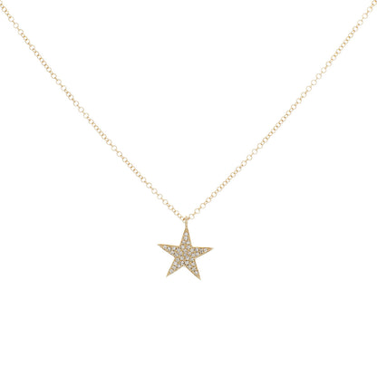 Exclusive 14K Yellow Gold Diamond Star Pendant — Front View