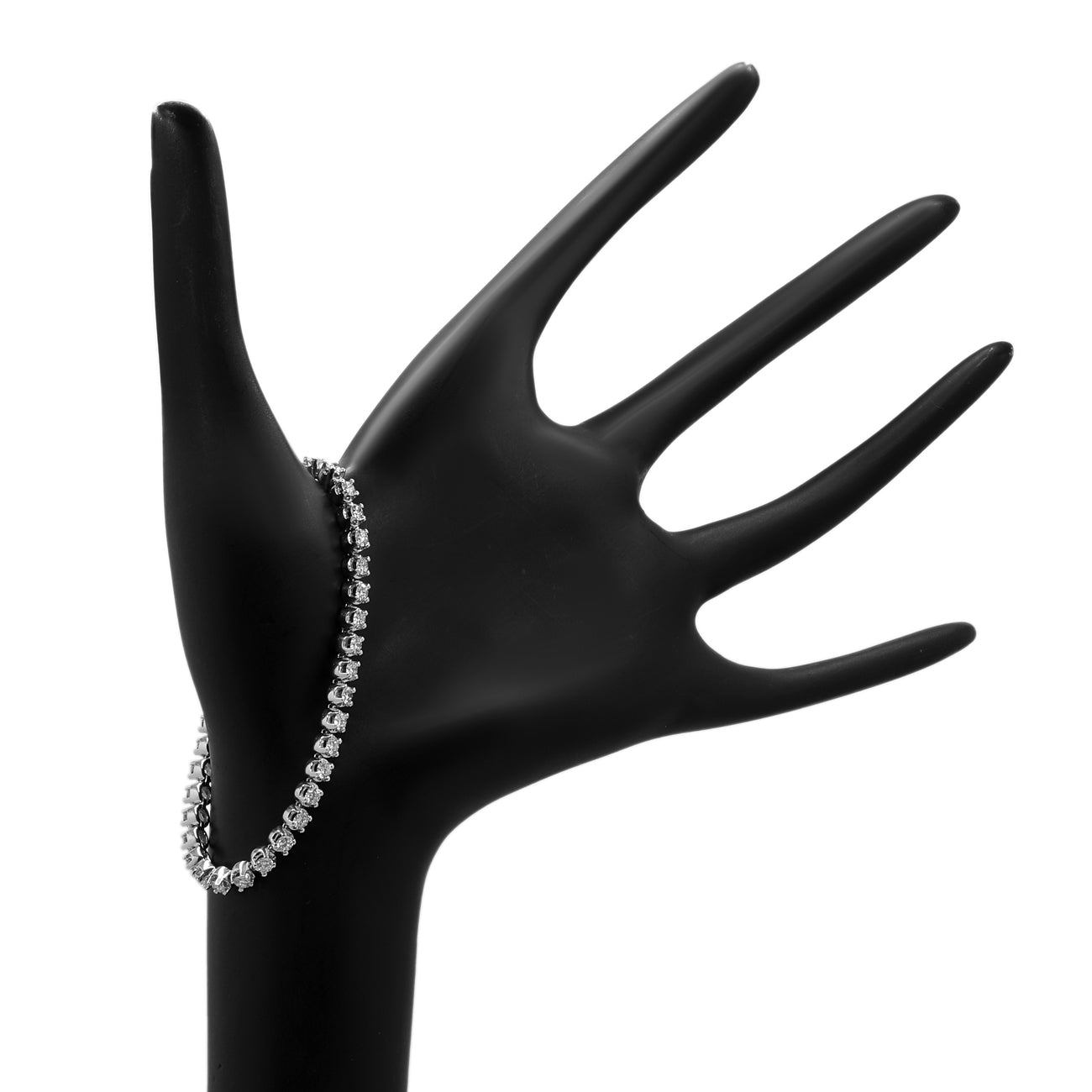 Exclusive 18K White Gold 3.02 Carat Diamond Tennis Bracelet — Back View