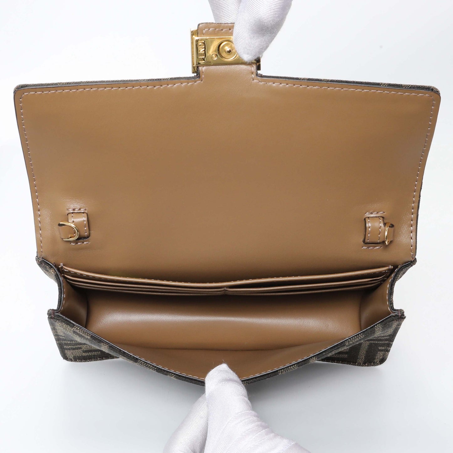 Exclusive Fendi FF Jacquard Baguette Wallet on Chain — Top View