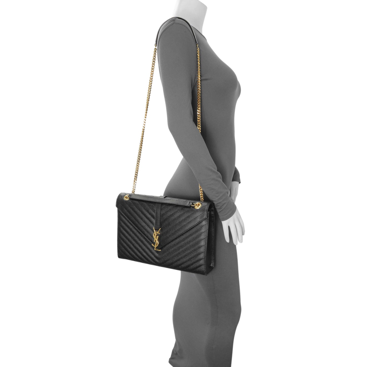 Exclusive Saint Laurent Grain De Poudre Mixed Matelasse Large Triquilt Monogram Satchel — Alternate View 13