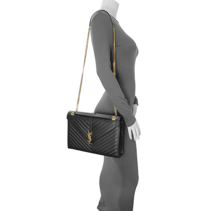 Exclusive Saint Laurent Grain De Poudre Mixed Matelasse Large Triquilt Monogram Satchel — Alternate View 13
