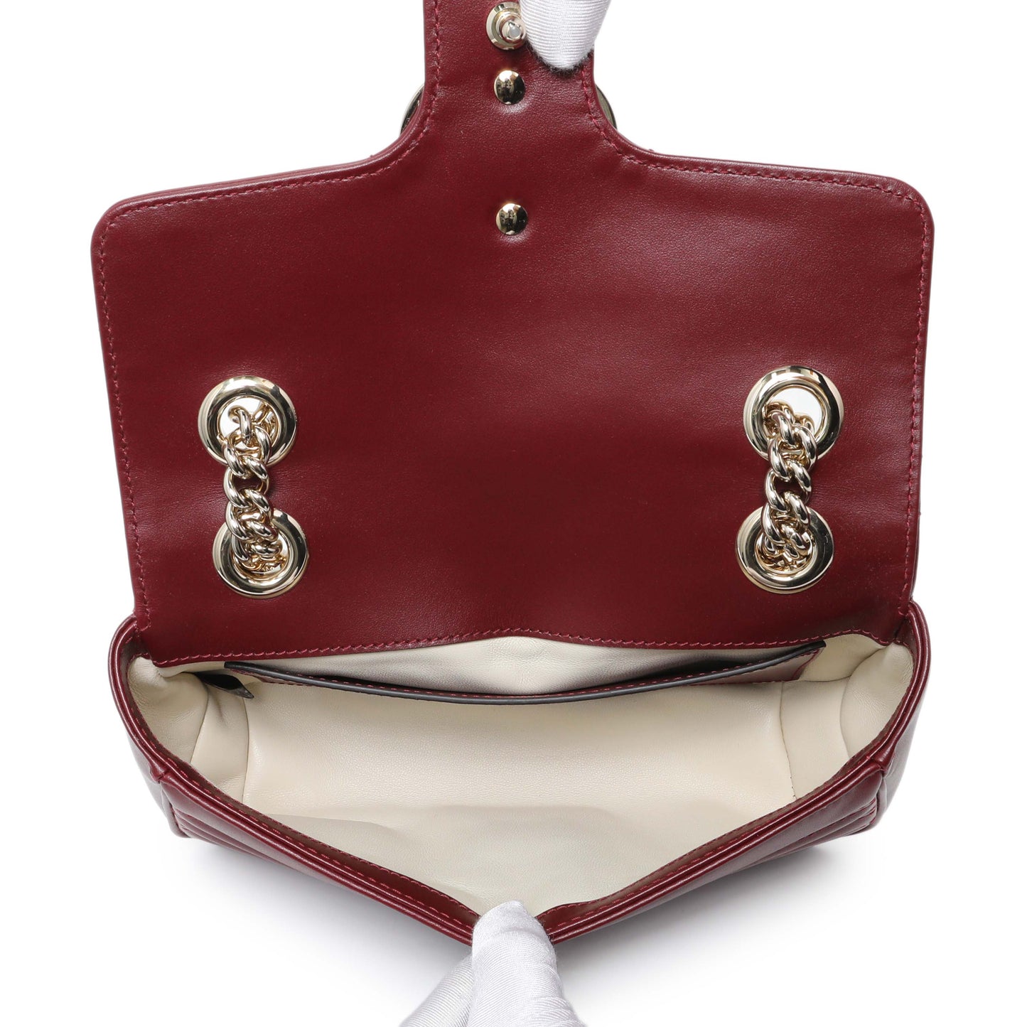Exclusive Gucci Rosso Ancora Lambskin Matelasse Small GG Marmont Shoulder Bag — Top View