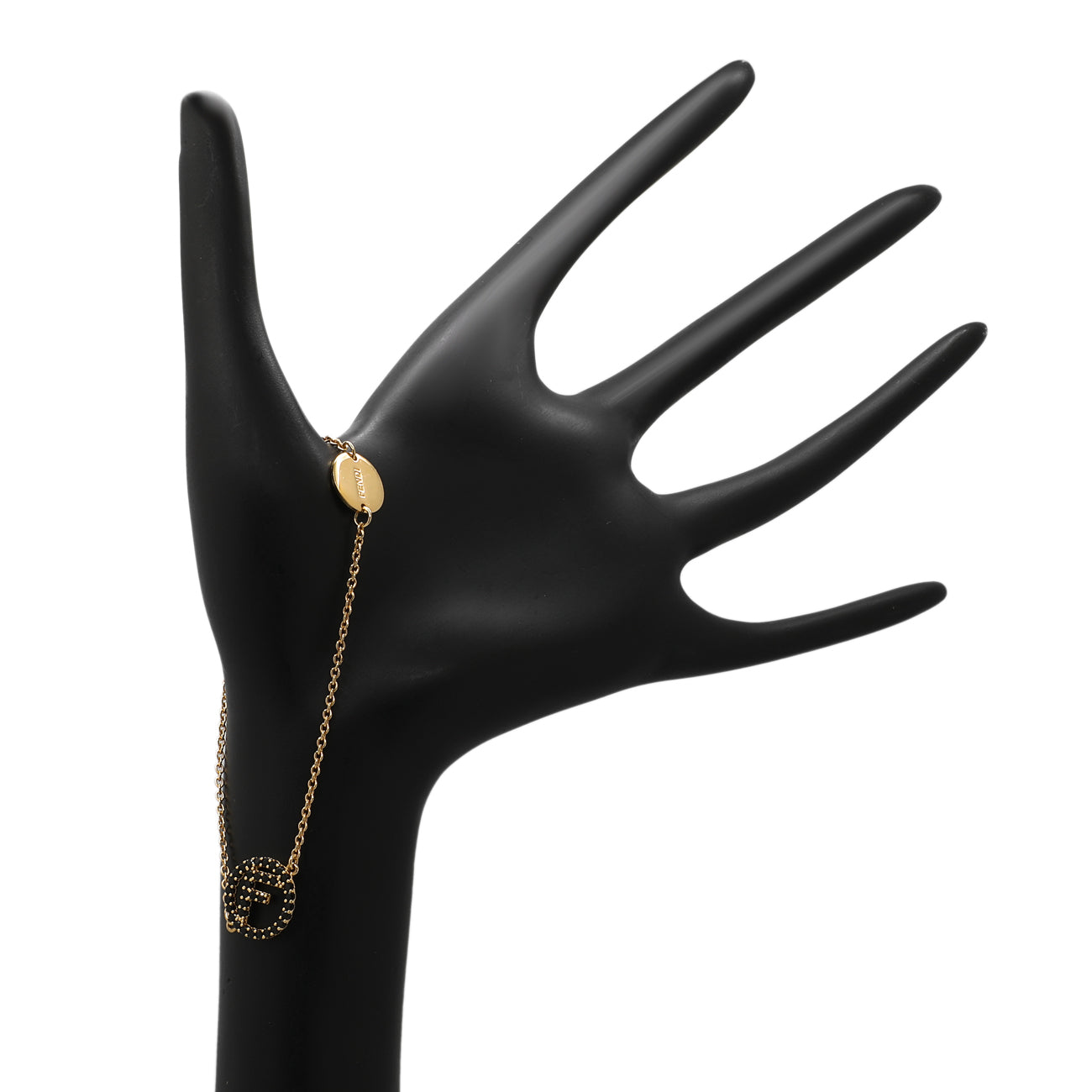 Exclusive Fendi Black Crystal F Is Fendi Bracelet — Back View