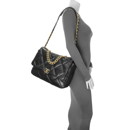 Exclusive Chanel Black Lambskin Quilted Maxi Chanel 19 Flap — Alternate View 11