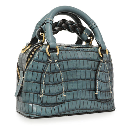Exclusive Chloe Blue Crocodile Embossed Small Daria — Side View