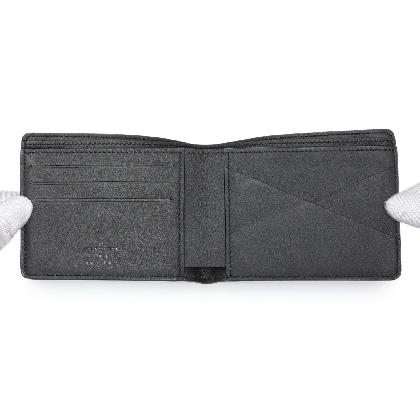 Exclusive Louis Vuitton Calfskin Monogram Shadow Multiple Wallet Black — Top View