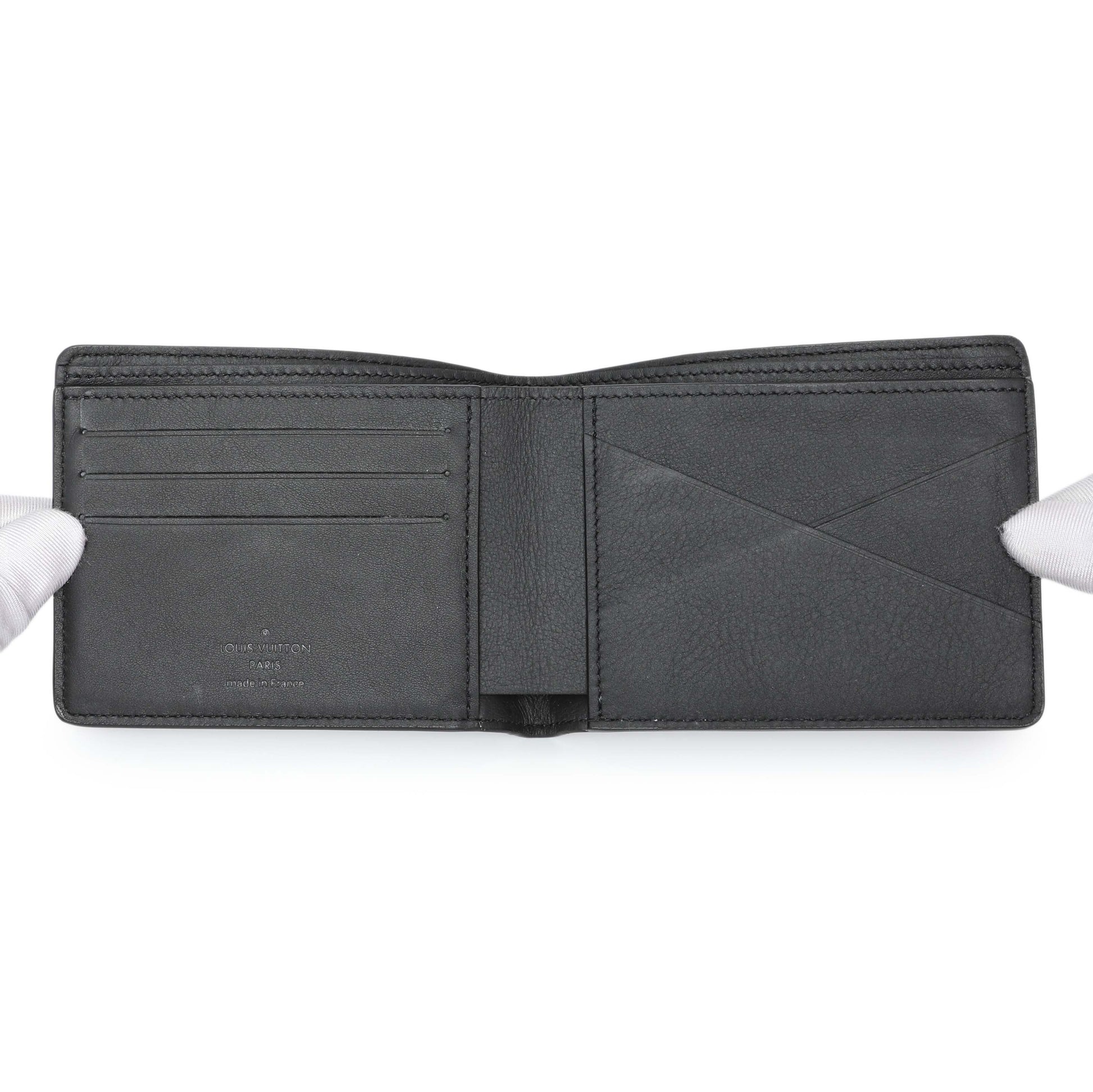 Exclusive Louis Vuitton Calfskin Monogram Shadow Multiple Wallet Black — Top View