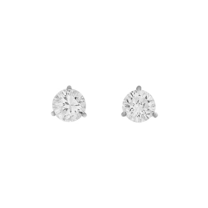 Exclusive 18K White Gold 1.20 Carat Diamond Stud Earrings — Front View