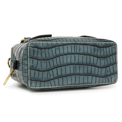 Exclusive Chloe Blue Crocodile Embossed Small Daria — Back View