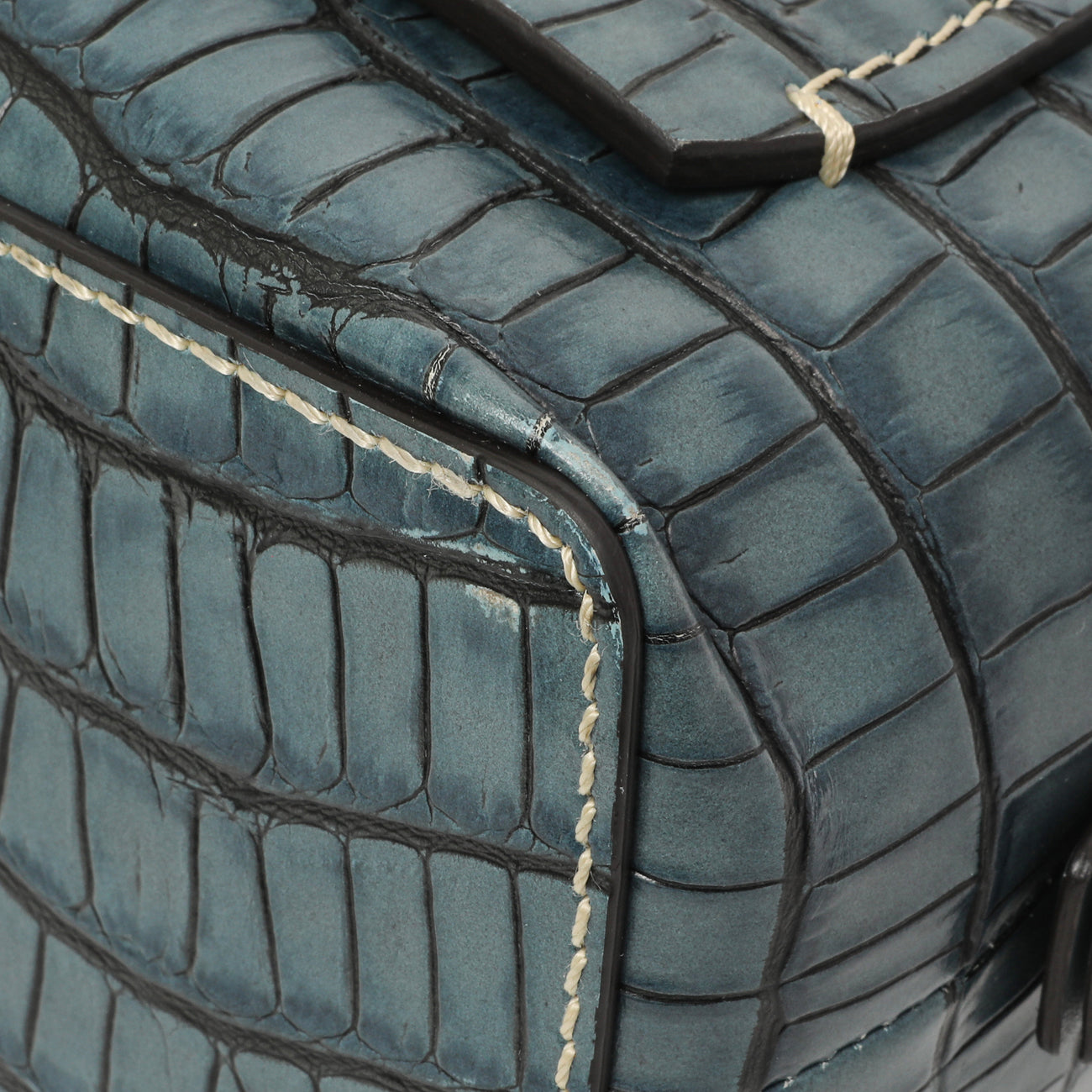 Exclusive Chloe Blue Crocodile Embossed Small Daria — Detail View