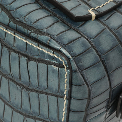 Exclusive Chloe Blue Crocodile Embossed Small Daria — Detail View