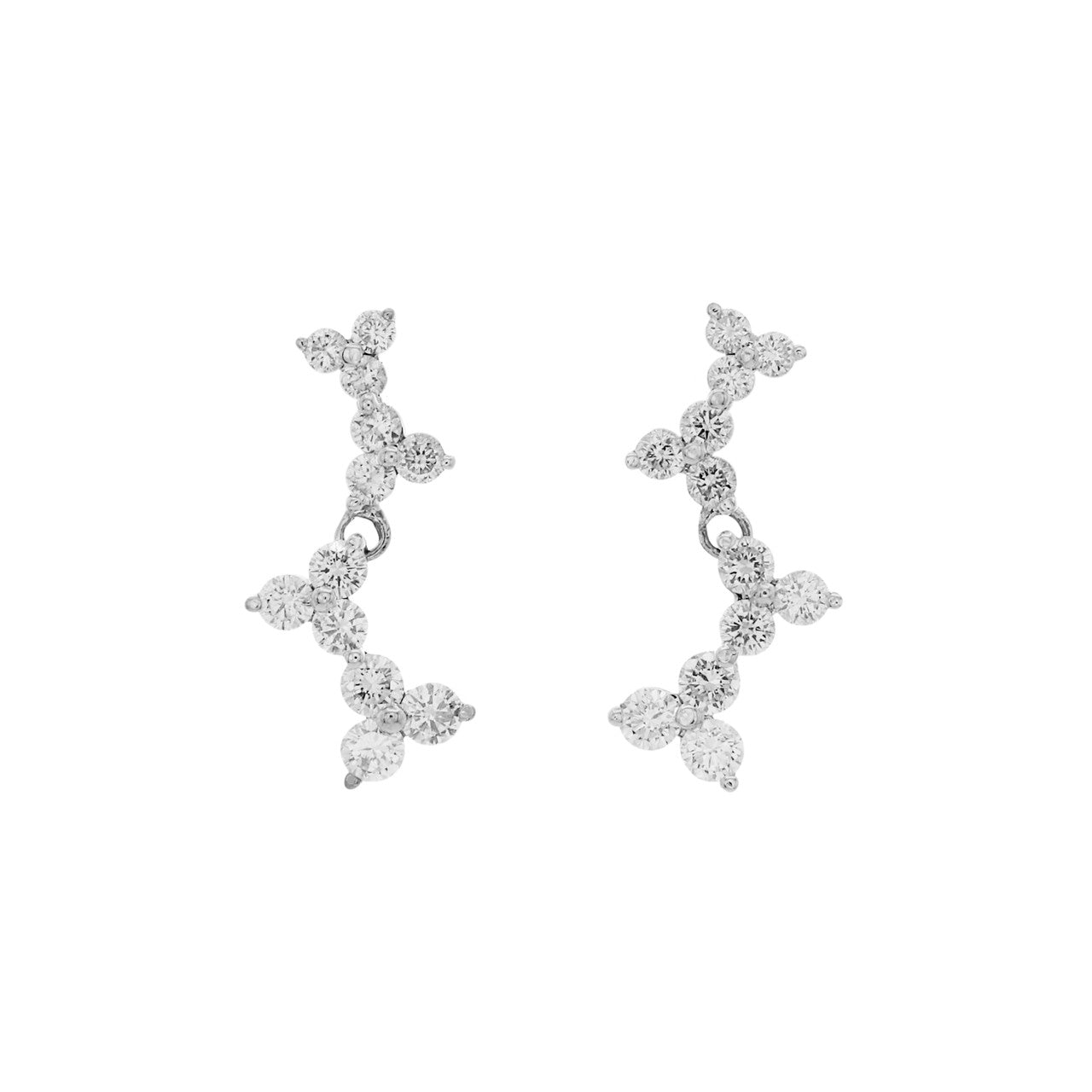 Exclusive 18K White Gold 0.54 Carat Diamond Drop Earrings — Front View