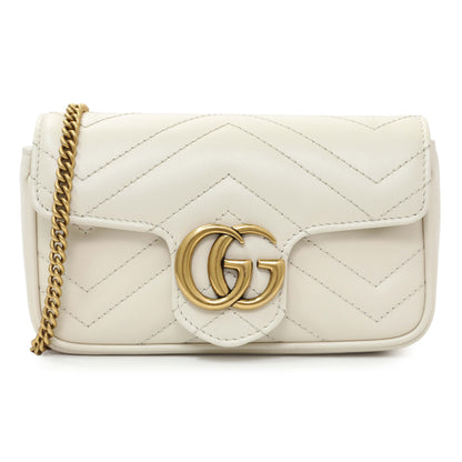 Exclusive Gucci White Calfskin Matelasse Super Mini GG Marmont — Front View