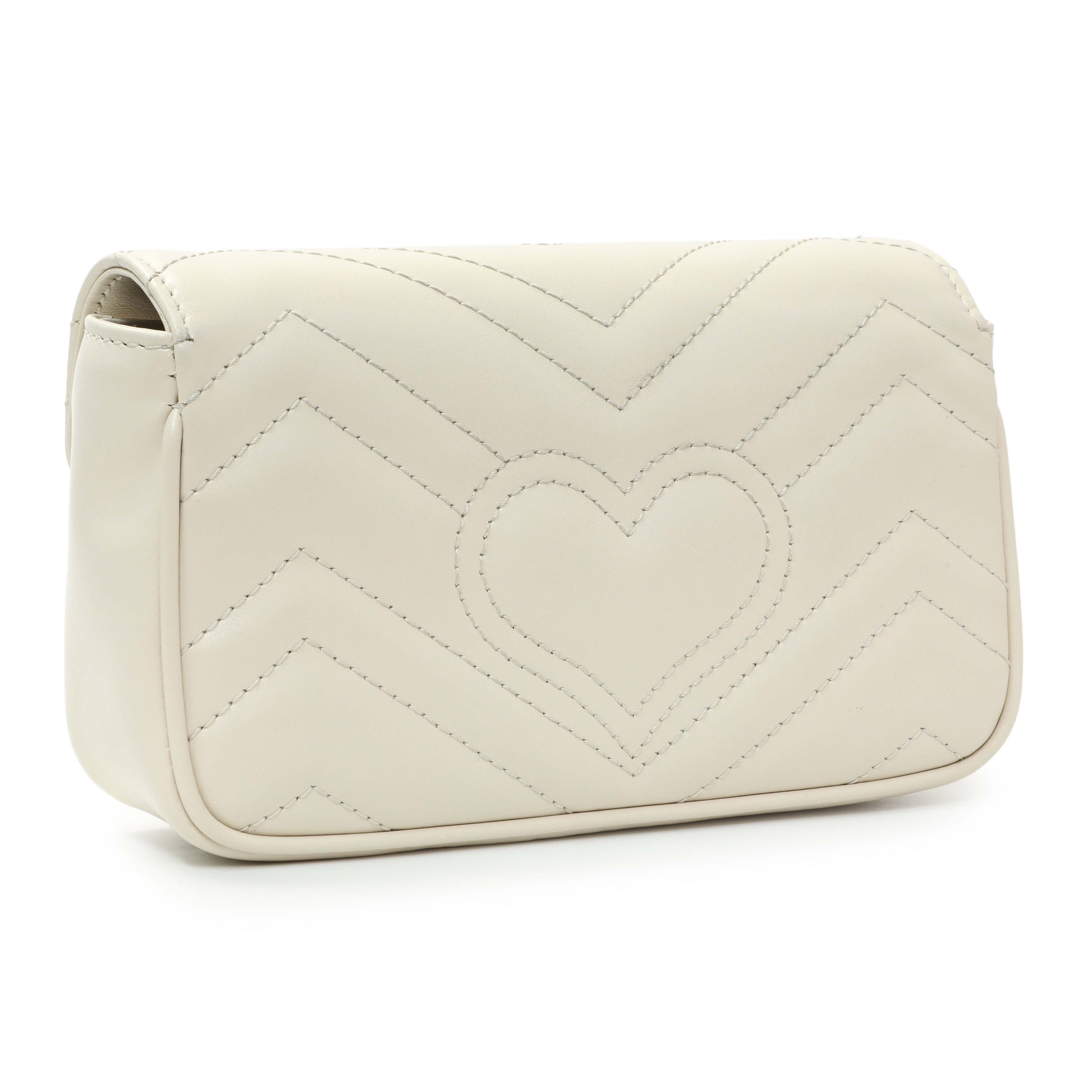 Exclusive Gucci White Calfskin Matelasse Super Mini GG Marmont — Side View
