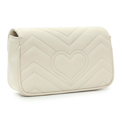 Exclusive Gucci White Calfskin Matelasse Super Mini GG Marmont — Side View