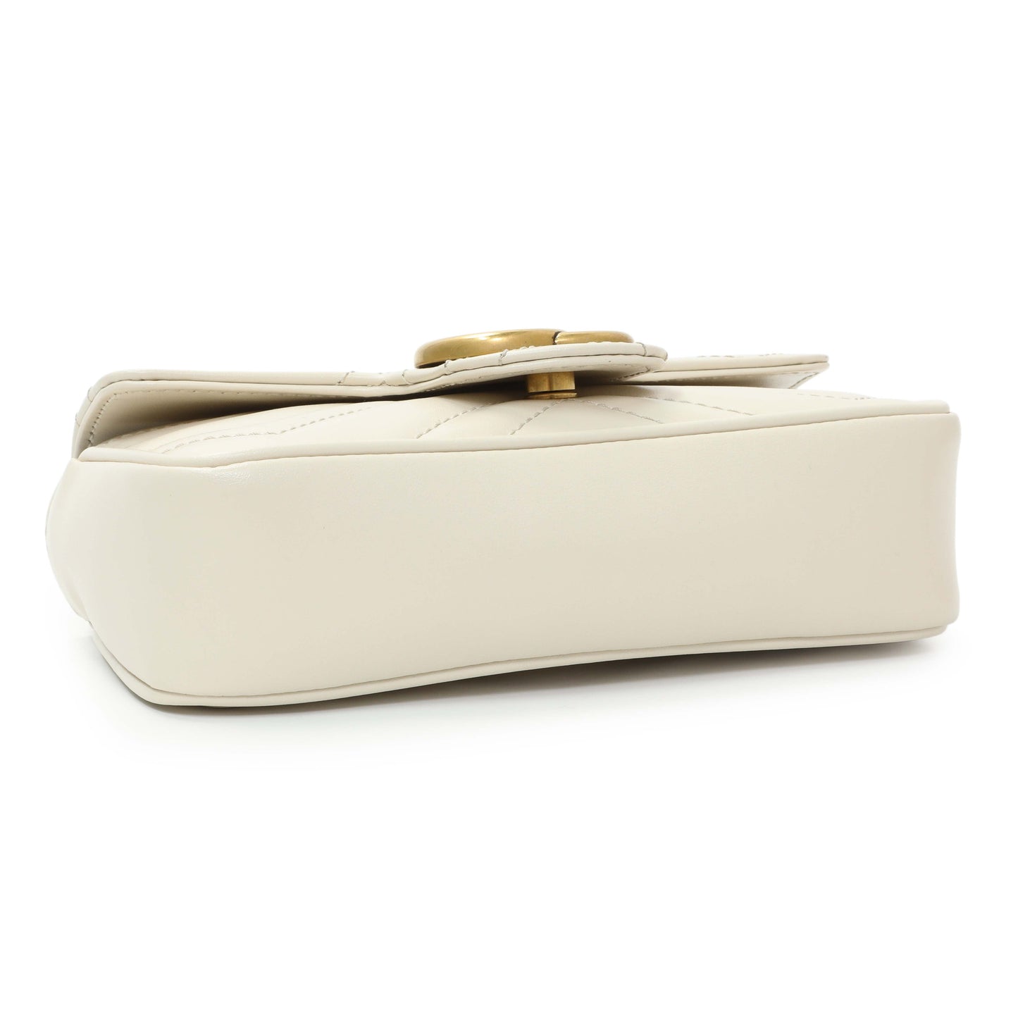 Exclusive Gucci White Calfskin Matelasse Super Mini GG Marmont — Back View