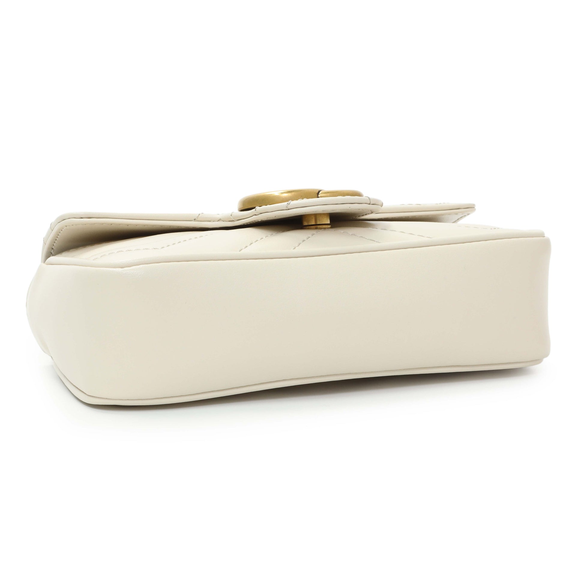 Exclusive Gucci White Calfskin Matelasse Super Mini GG Marmont — Back View