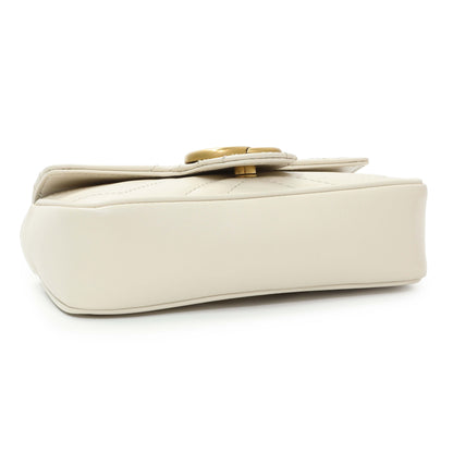 Exclusive Gucci White Calfskin Matelasse Super Mini GG Marmont — Back View