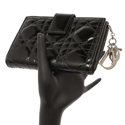 Exclusive Christian Dior Black Patent Lady Dior Wallet — Lifestyle View