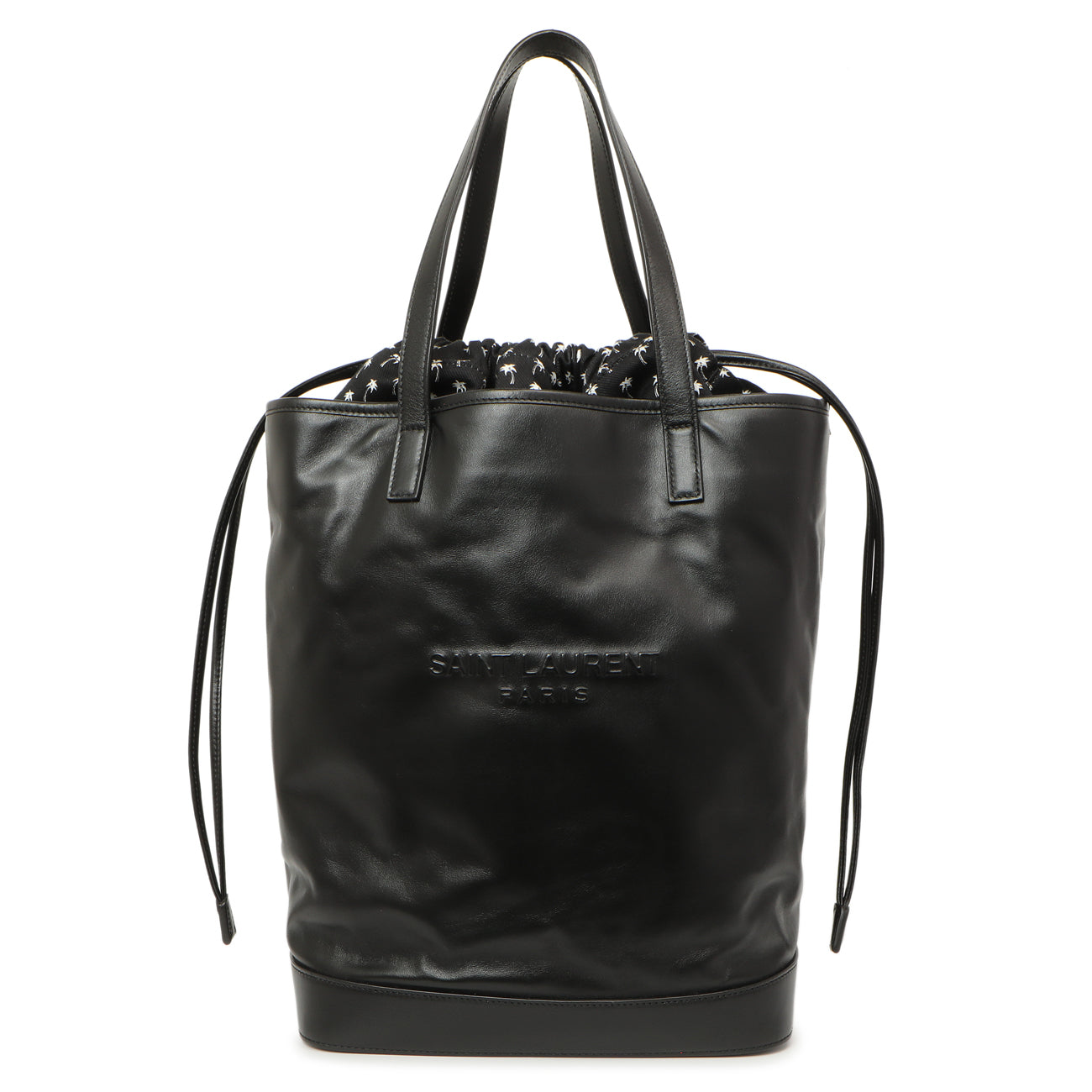 Exclusive Saint Laurent Black Calfskin Debossed Teddy Shopping Bag — Front View