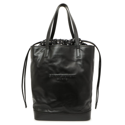 Exclusive Saint Laurent Black Calfskin Debossed Teddy Shopping Bag — Front View