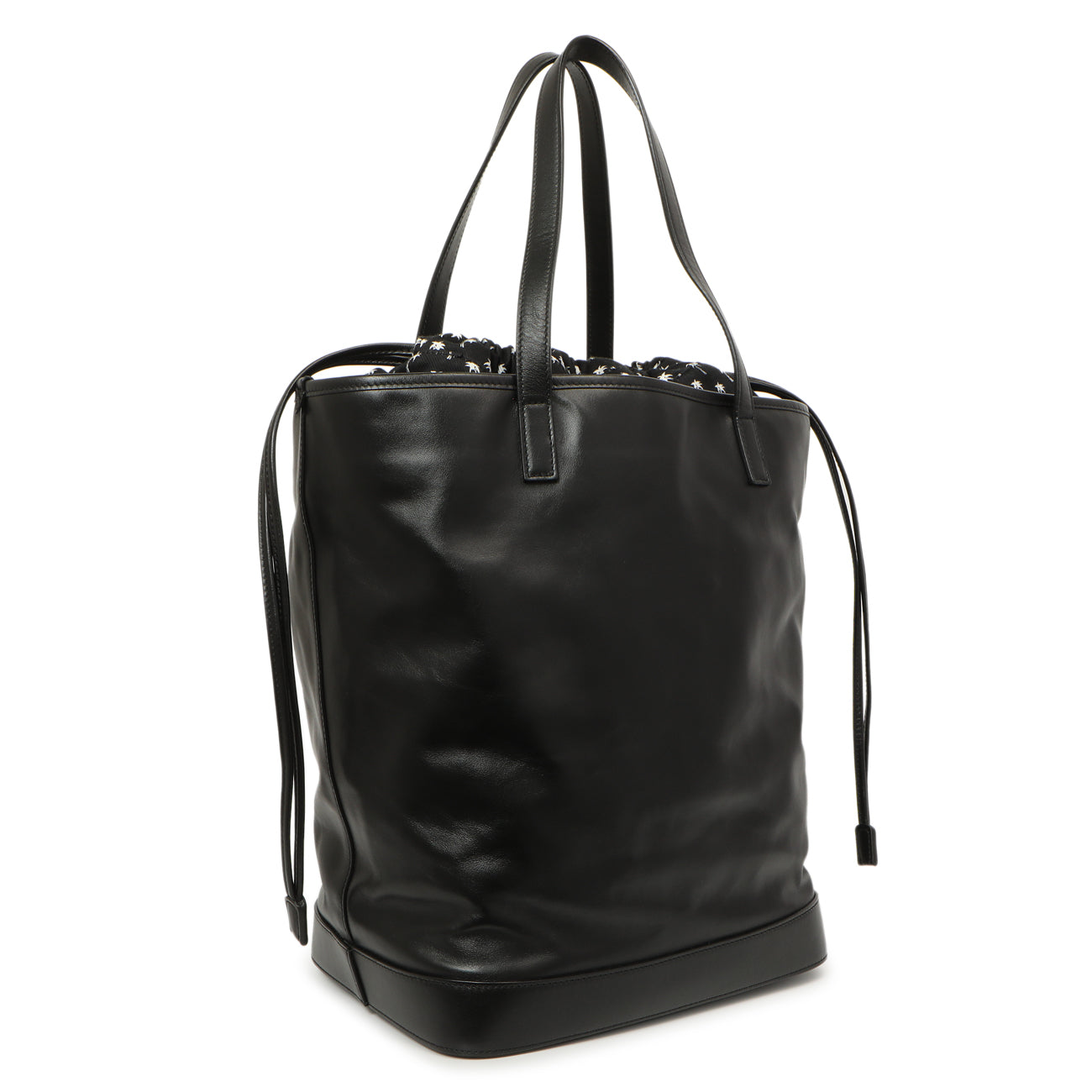 Exclusive Saint Laurent Black Calfskin Debossed Teddy Shopping Bag — Side View