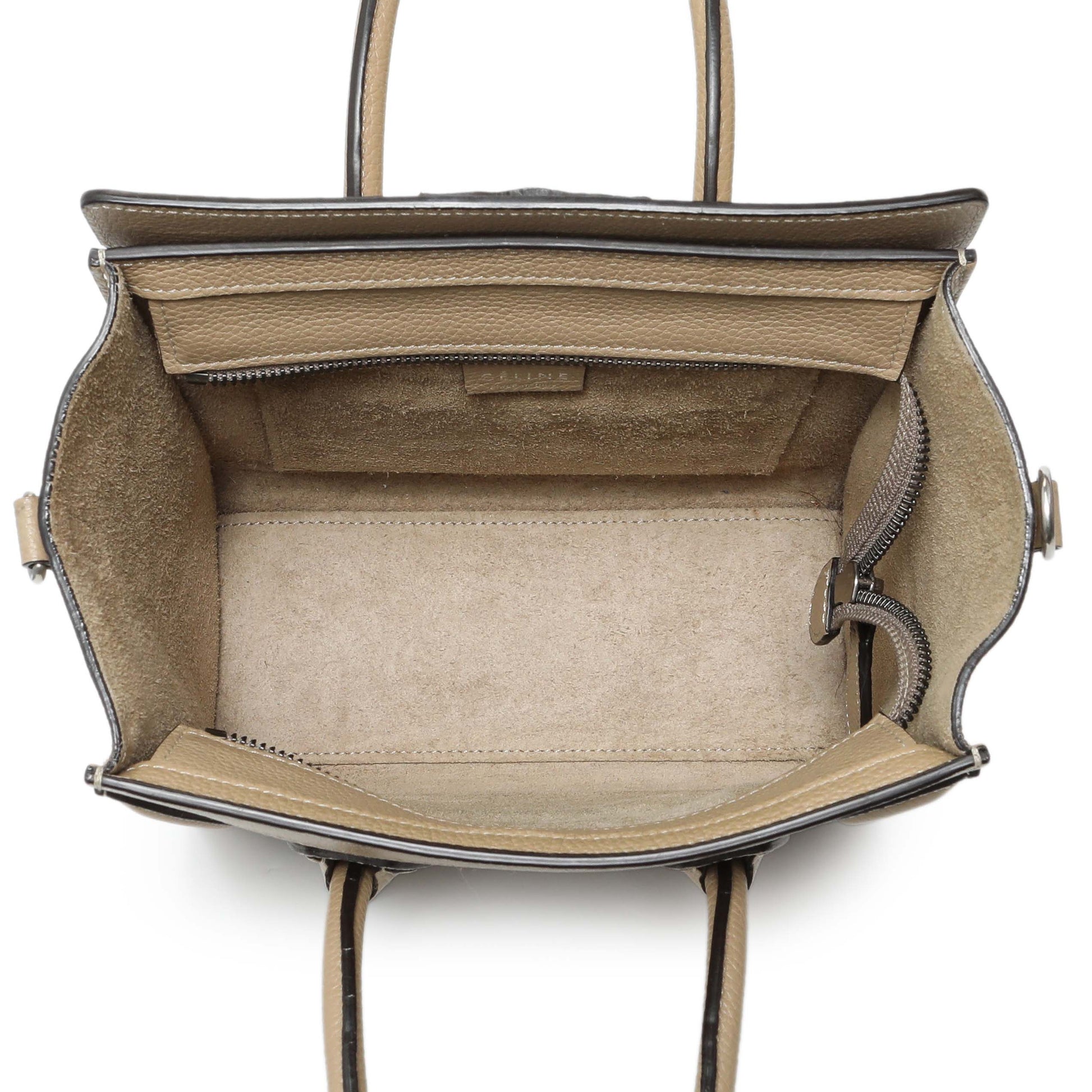 Exclusive Celine Dune Drummed Calfskin Nano Luggage — Top View