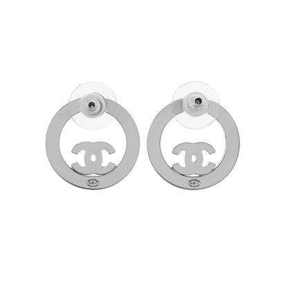 Exclusive Chanel Crystal CC Round Earrings — Side View