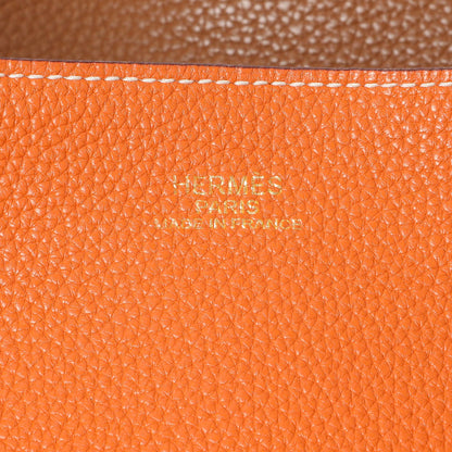 Exclusive Hermes Brown/Orange Taurillon Clemence Double Sens 45 Reversible Tote — Alternate View 9