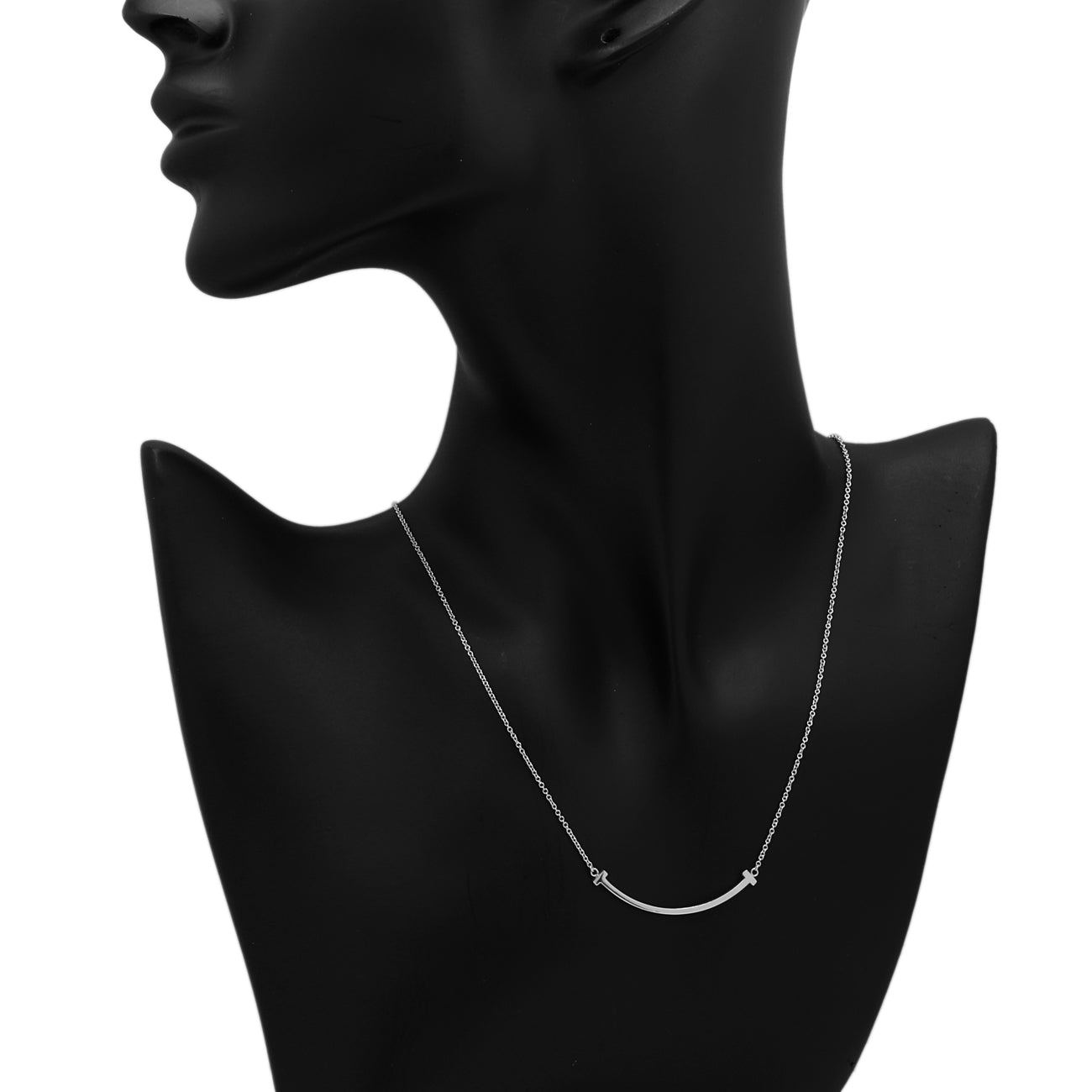 Exclusive Tiffany & Co. 18K White Gold Small T Smile Pendant — Top View