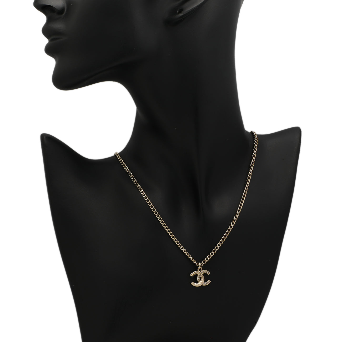 Exclusive Chanel Crystal CC Pendant Necklace — Top View