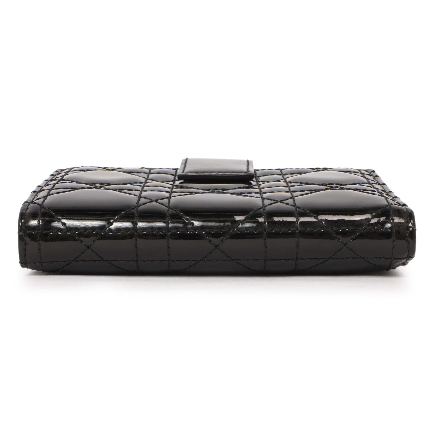 Exclusive Christian Dior Black Patent Lady Dior Wallet — Back View