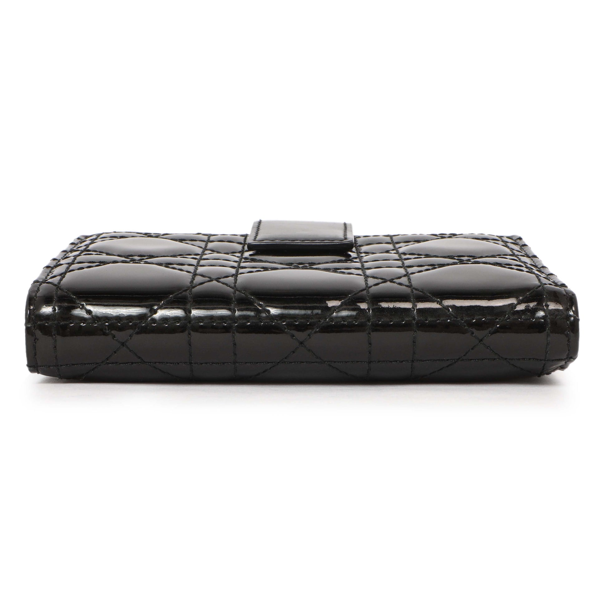 Exclusive Christian Dior Black Patent Lady Dior Wallet — Back View