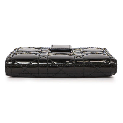 Exclusive Christian Dior Black Patent Lady Dior Wallet — Back View