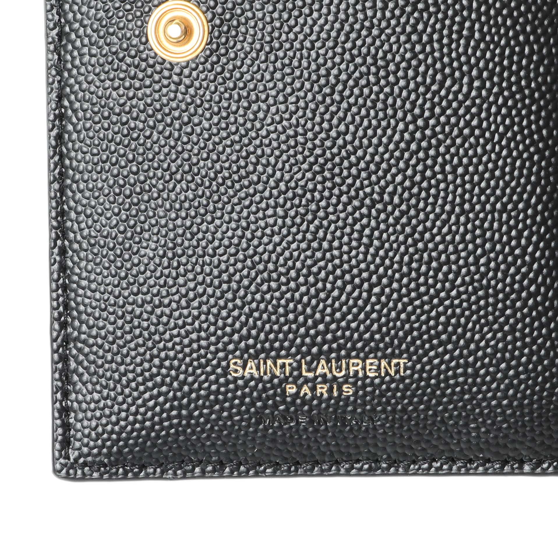 Exclusive Saint Laurent Black Grain De Poudre Cassandra Matelasse Bi-fold Wallet — Detail View
