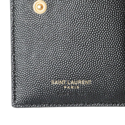 Exclusive Saint Laurent Black Grain De Poudre Cassandra Matelasse Bi-fold Wallet — Detail View