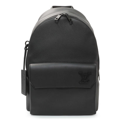 Exclusive Louis Vuitton Black Grained Calfskin Aerogram Takeoff Backpack — Front View
