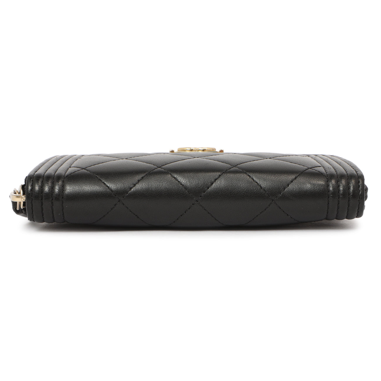 Exclusive Chanel Black Quilted Lambskin Small Boy Zip Around Wallet — Back View