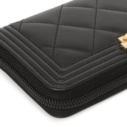Exclusive Chanel Black Quilted Lambskin Small Boy Zip Around Wallet — Alternate View 8