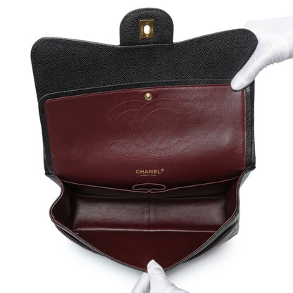 Exclusive Chanel Black Quilted Caviar Jumbo Classic Double Flap — Top View
