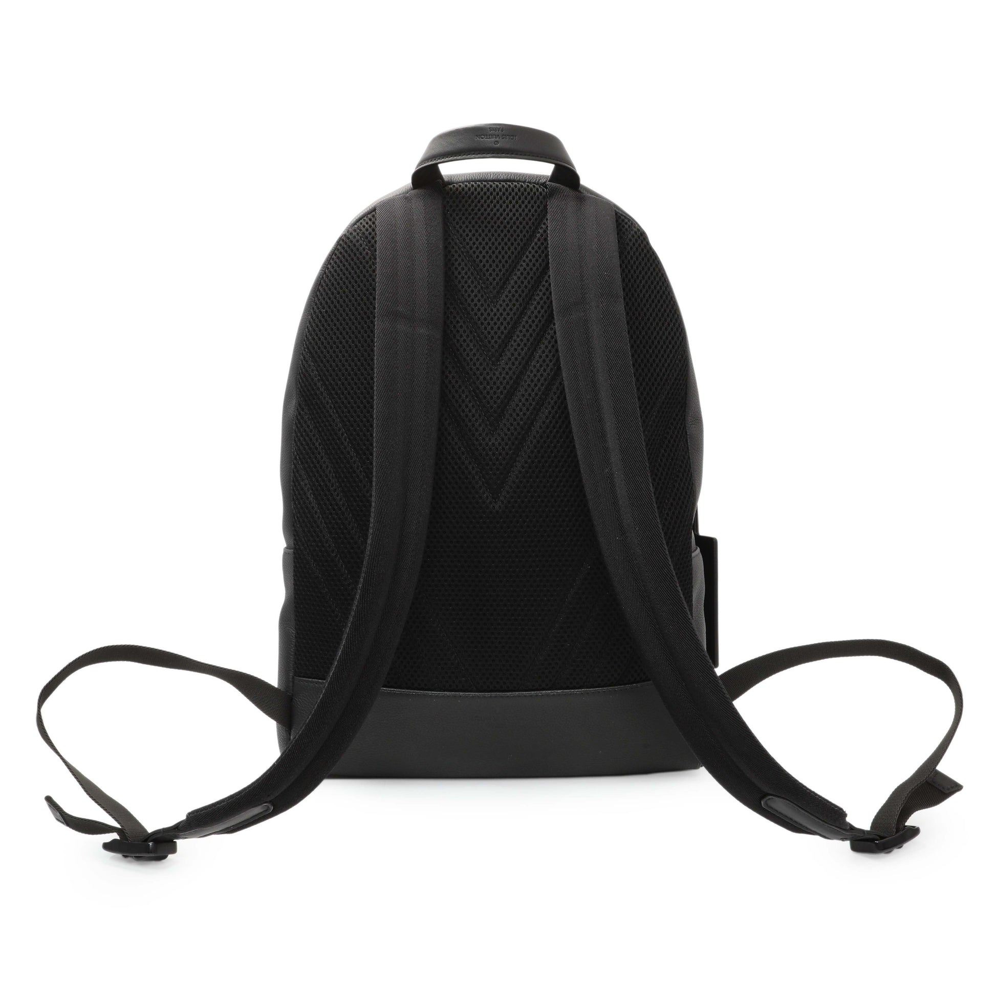 Exclusive Louis Vuitton Black Grained Calfskin Aerogram Takeoff Backpack — Side View