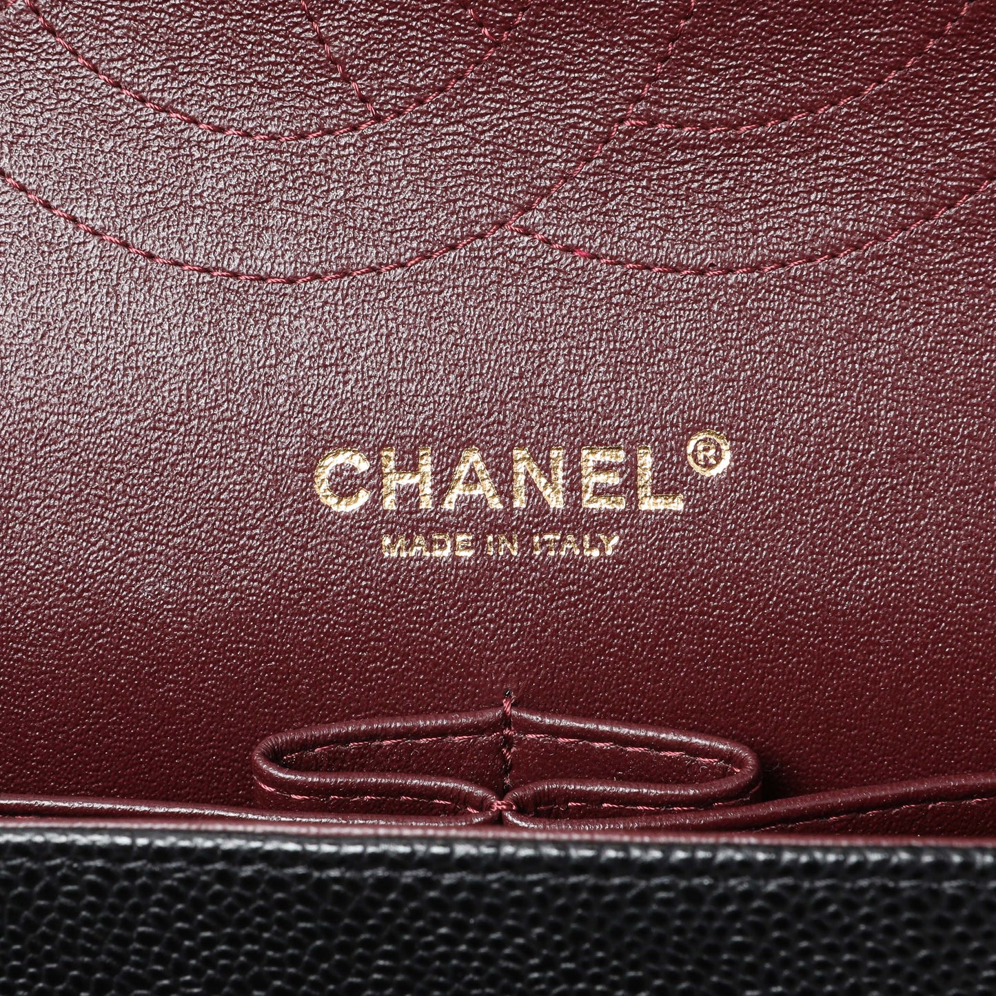 Exclusive Chanel Black Quilted Caviar Jumbo Classic Double Flap — Detail View