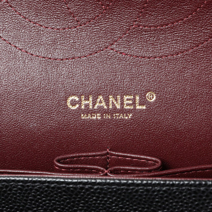 Exclusive Chanel Black Quilted Caviar Jumbo Classic Double Flap — Detail View
