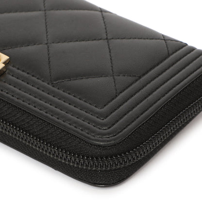 Exclusive Chanel Black Quilted Lambskin Small Boy Zip Around Wallet — Alternate View 9