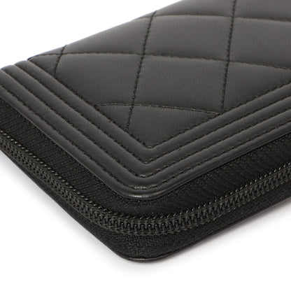 Exclusive Chanel Black Quilted Lambskin Small Boy Zip Around Wallet — Alternate View 10