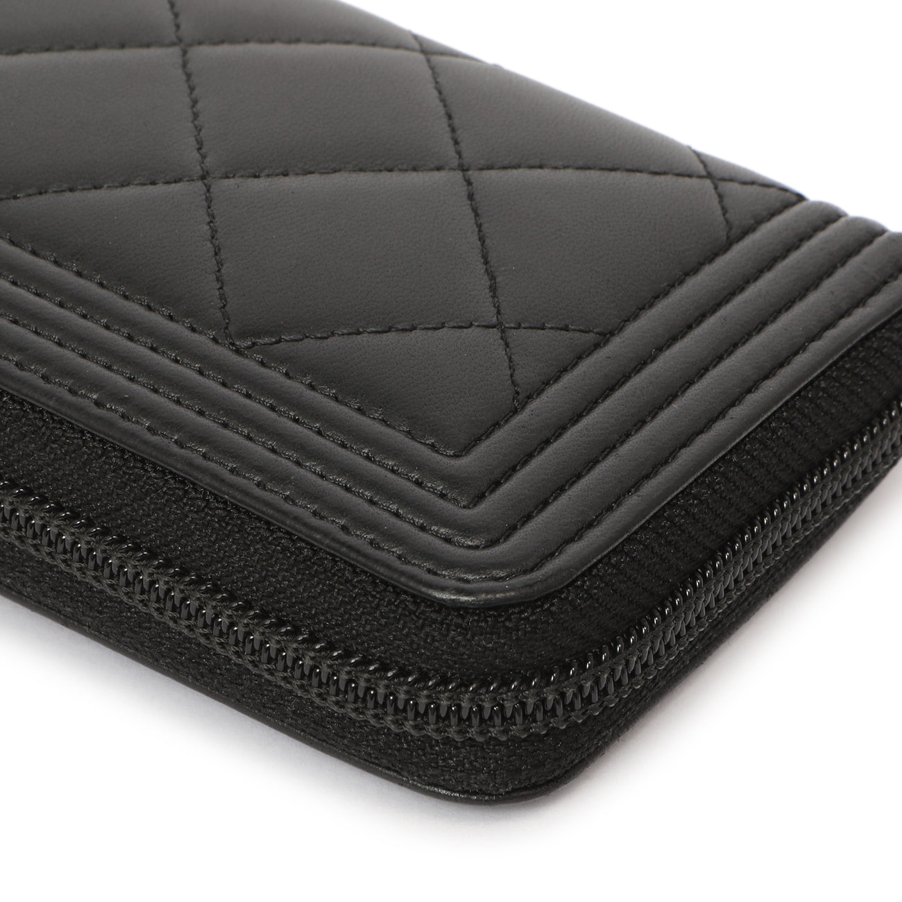 Exclusive Chanel Black Quilted Lambskin Small Boy Zip Around Wallet — Alternate View 11