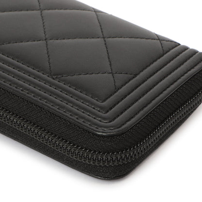 Exclusive Chanel Black Quilted Lambskin Small Boy Zip Around Wallet — Alternate View 11