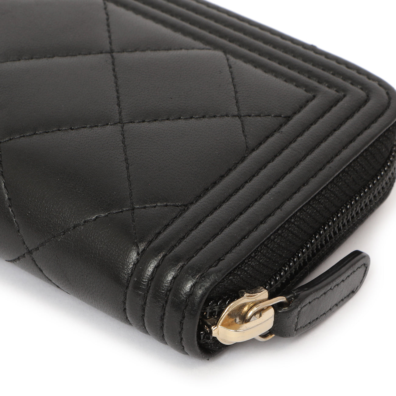 Exclusive Chanel Black Quilted Lambskin Small Boy Zip Around Wallet — Alternate View 7