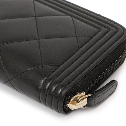 Exclusive Chanel Black Quilted Lambskin Small Boy Zip Around Wallet — Alternate View 7