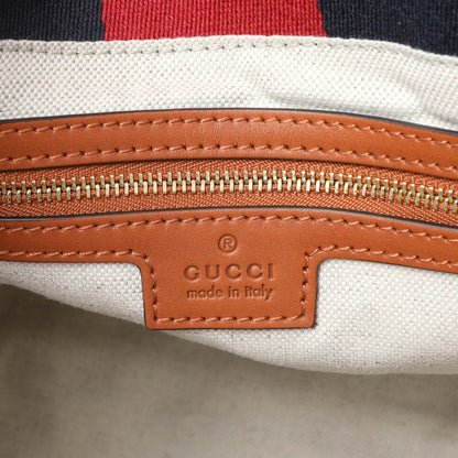 Exclusive Gucci Green Canvas Web Small Interlocking G Tote — Detail View